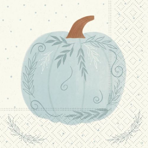 Design Design Fall Pumpkin Party Napkins - 40 Count | 2 Packs of 20CT Cocktail Napkins | Harvest Blush Design, 5'' x 5'' Blue and White
