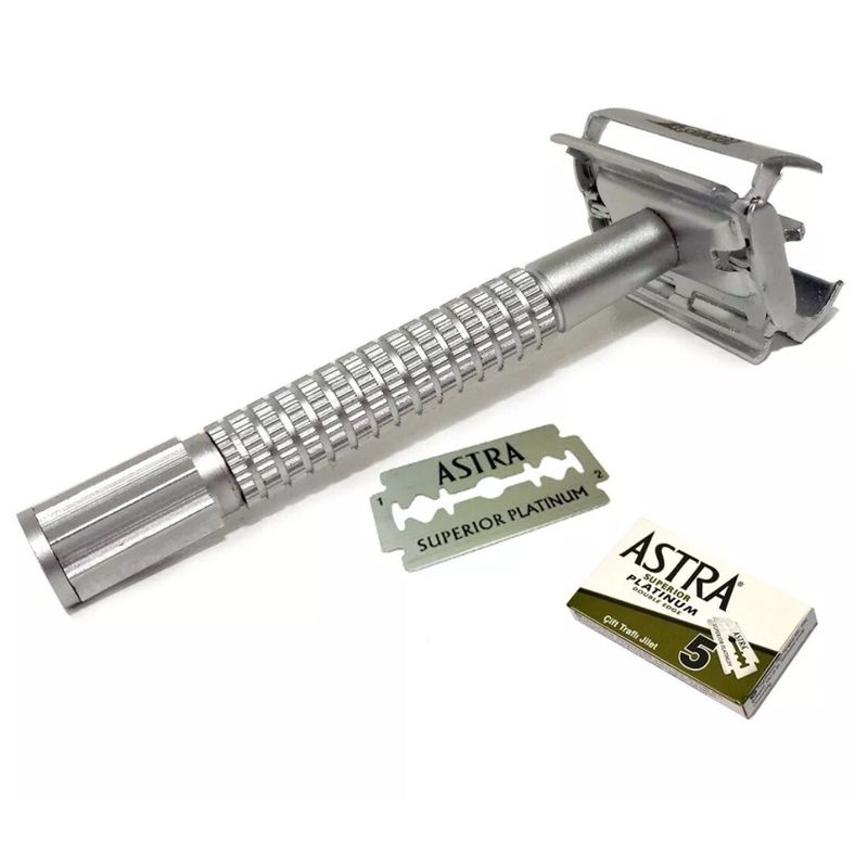 Butterfly Twist to Open Double Edge Men Safety Shaving Razor with 5 ...