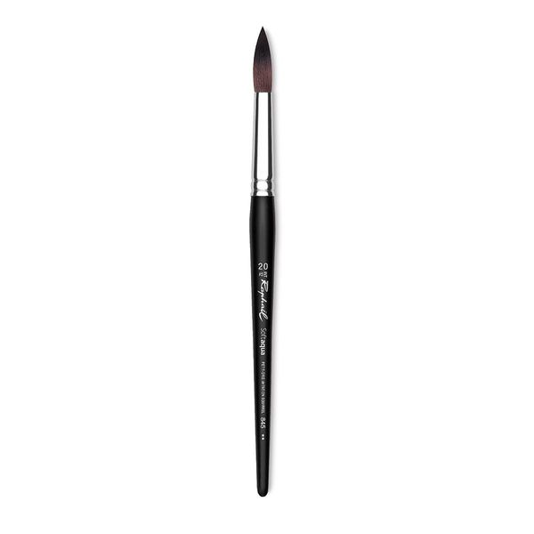 Raphael SoftAqua Synthetic Squirrel Watercolor Brush, Round, 20, Black