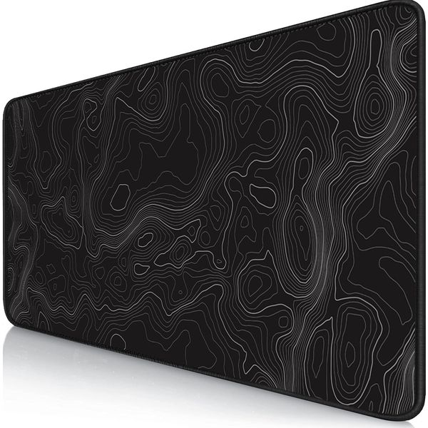 Owege Gaming Mauspad XXL 900 x 400 mm Artistic Curve Mousepad Groß Vernähte Kanten WassXerdicht Anti-Rutsch für PC, MacBook,Laptop Verbessert Präzision und GeschwindigkeiX