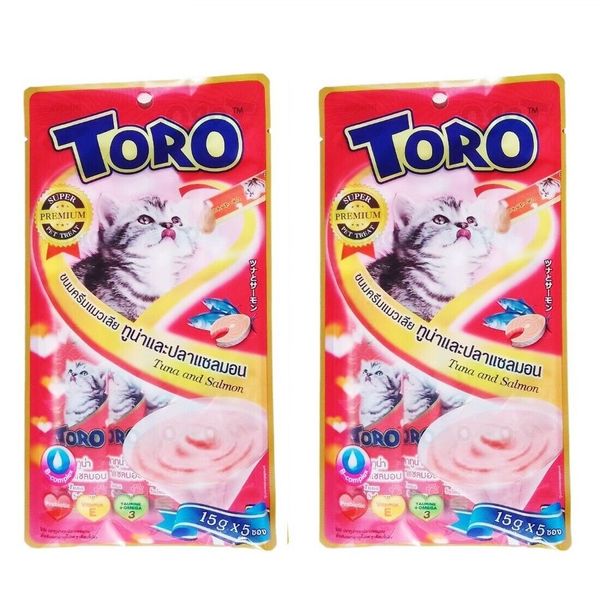 Toro Cat Cream Snack Food Treats Flavor Pet Healthy Lick Tuna And Salmon 10s 15g