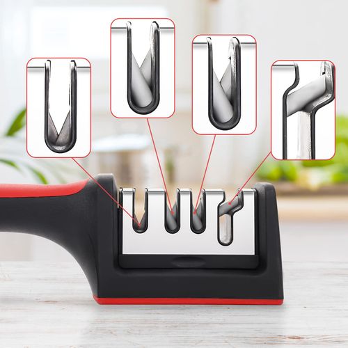 Allinside Knife Sharpener, 3 Stages Manual Chef's Knives Sharpener for Home Kitchen Precision Sharpening Tool