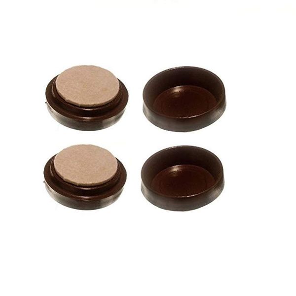 Merriway® BH00154 (4 Pcs) Castor Caster Cups with Felt Pad, Small Brown Outer Dimension 54 mm (2.1/8 inch) - Pack of 4 Pieces