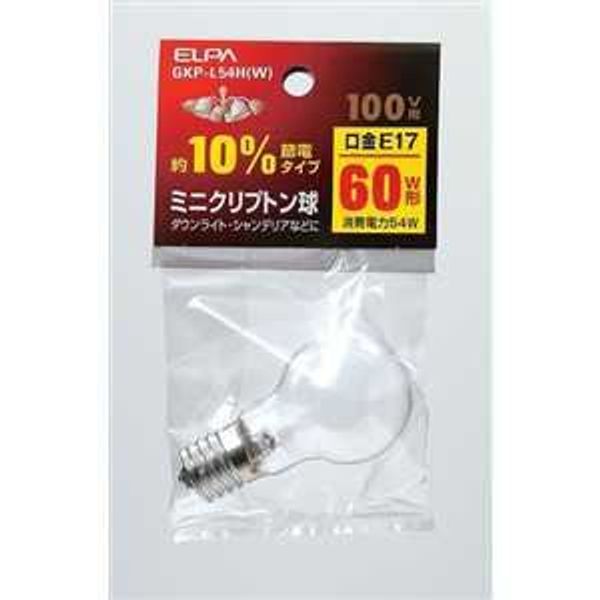 ELPA GKP-L54H(W) Mini Krypton Light Bulb Lighting E17 100V 54W White