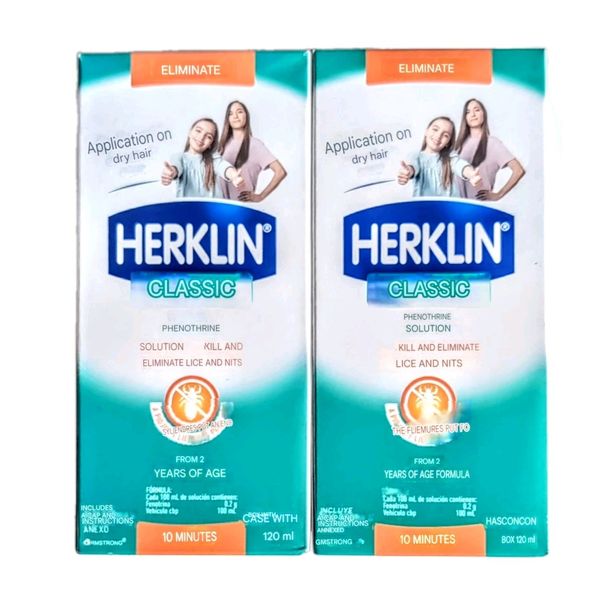 2 PACK! Herklin Shampoo 4oz For Lice Shampoo Mata Piojos + Comb!