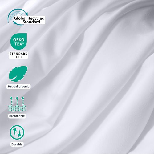 ZPECC Queen Flat Sheet Only 1 Pack, Durable White Top Bed Sheets Hypoallergenic Soft Brushed Microfiber Color-Coded Hem Threads, 90"x102"