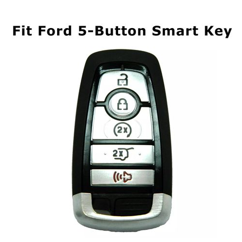 iJDMTOY Black Soft Silicone Full Coverage Key Fob Cover w/ Iconic Red/White/Blue US Flag Stripes Compatible with Ford 2018-up Mustang Raptor F150 F250 Explorer Expedition 5-Button Smart Key