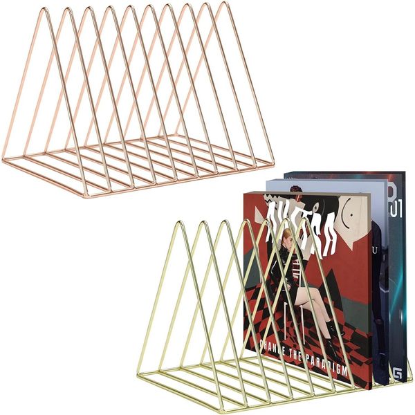 2 Pc Magazine Holders,Vinyl Record Holder,9 Slots File Folder for Desk,Bookshelf