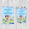 Blue Dog Juice Pouches - Printed Adhesive Labels or Assembled Drinks - 12Pack (Customizable, Blue)