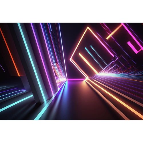3D Neon Backdrop 10x8ft Fabric Neon Glow Birthday Party Decoration Glow in Dark Photos Abstract Corridor Backdrop Music Video Stage Photography