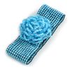 Avalaya Light Blue Beaded Flower Stretch Bracelet - 18cm L - Medium - Adjustable