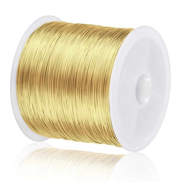 EVERMARKET 328Ft Jewelry Wire Craft Wire 26 Gauge Tarnish Resistant Jewelry Beading Wire Copper Beading Wire for Jewelry Making Supplies Crafting, 0.4mm X 100m (Gold)