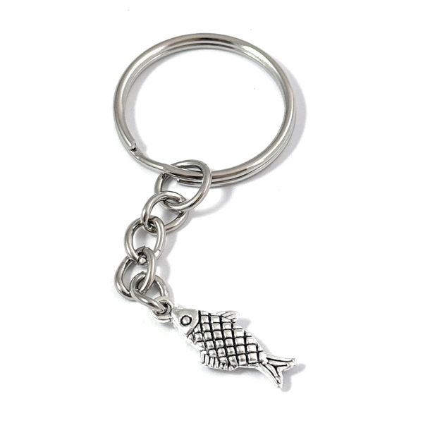 FizzyButton Gifts Fish Charm Keyring Key Ring with Silver Tone Keychain