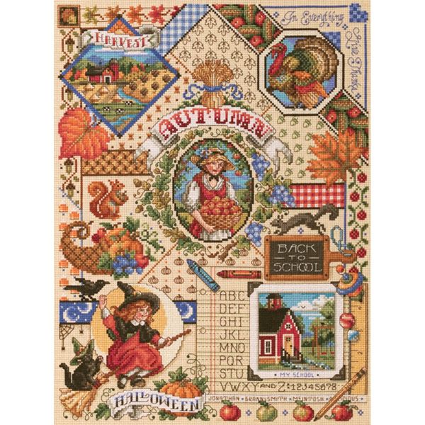 Janlynn Autumn Sampler Counted Cross Stitch Kit