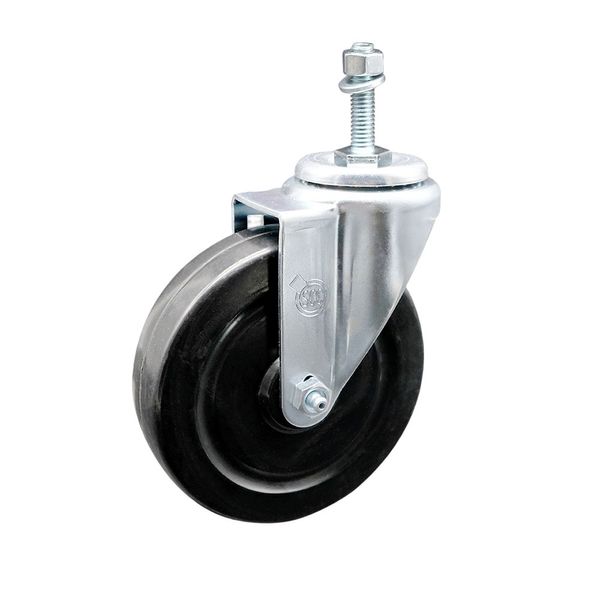 5 Inch Hard Rubber Wheel Swivel 10mm Threaded Stem Caster Service Caster