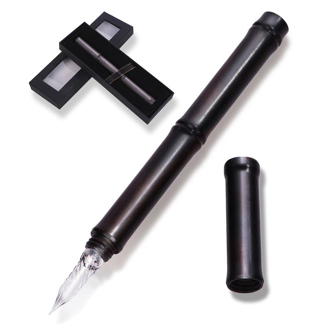 tegning Glass Pen Wood Wooden Pen Fountain Pen Luxury (Dark Brown)