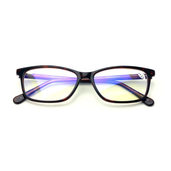Rectangular Acetate Reading Glasses - Reduce Eyestrain, Anti Blue Rays, UV Protection Reading Glasses (Tortoise Brown, 1.50)
