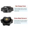 HARFINGTON 4pcs Star Knobs 1/4-20 Female Thread 38mm Head Plastic Non-Through Hole Brass Screw-in Clamping Handles Threaded Hand Knobs, Black