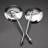 Pair Motorcycle Chrome Side Mirrors Round Long Stem for Universal 10mm Scooter