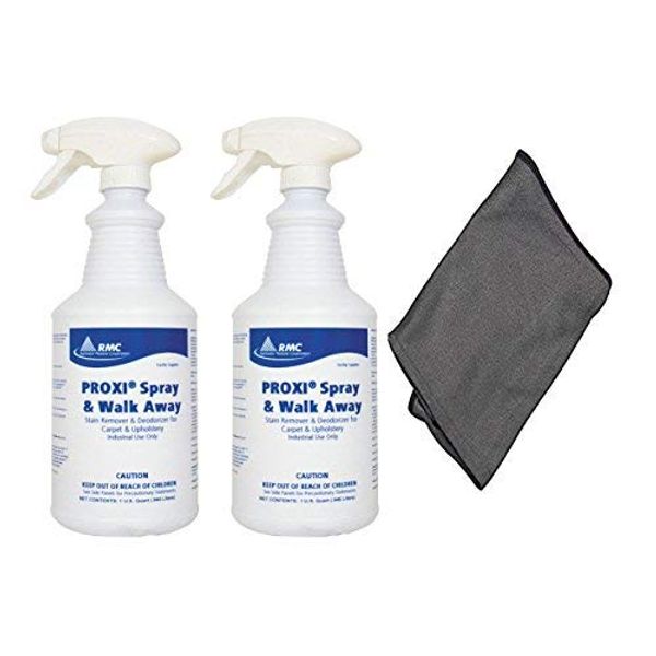 RMC Proxi Spray & Walk Away Spot Removal (2-pack) Stain Remover Deodorizer Carpet Cleaner and Upholstery + Large 16 x 16 Microfiber Cleaning Cloth - RCMPC11849315 - 24oz