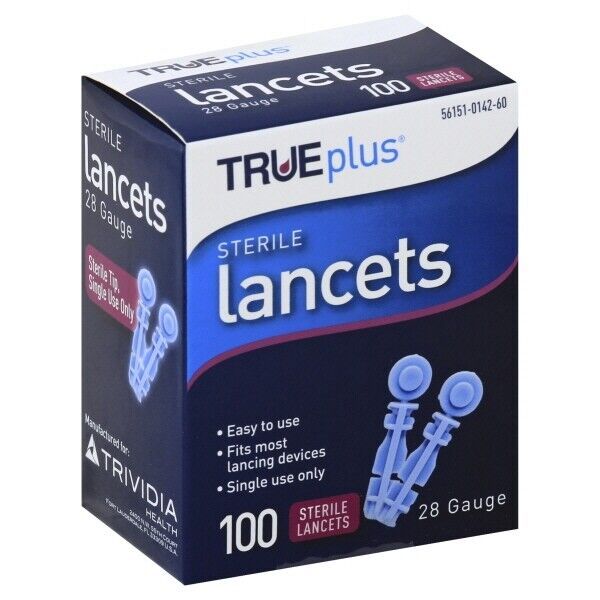 TRUEplus Sterile Lancets 28 Gauge, 100 Count Per Box