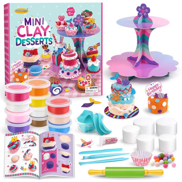 Drama Planet Craft Kits for Kids, Make Your Own Mini Desserts with Air Dry Clay, Create & Display Clay Creations, Art Activities, Great Gifts for Girls