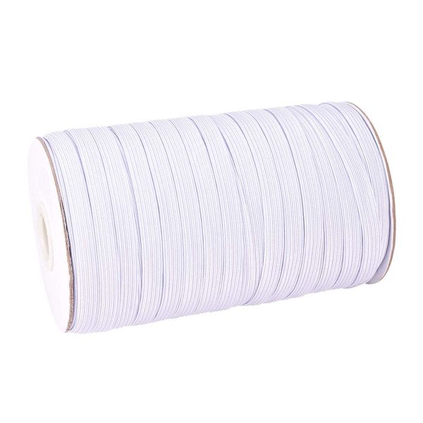 PH PandaHall 100 Yards 8mm Elastic Sewing Ribbon, Width Polyester Rubber Braided Flat Elastic Stretch Band Cord Ribbon for Headbands Sewing Clothes Waistbands White