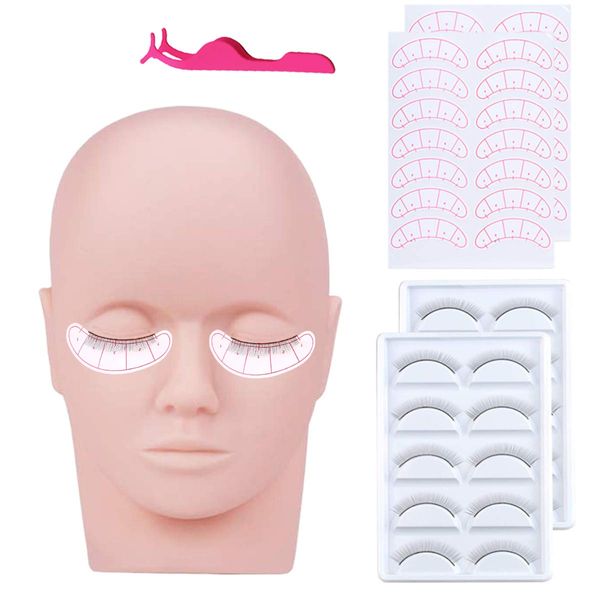 Lash Mannequin Head for Eyelash Extensions, Missicee Practice Training Head with 10 Pairs Practice Lashes for Practice Make Up, Eyelash Extension, Easy to Clean by Skincare Essential Oil