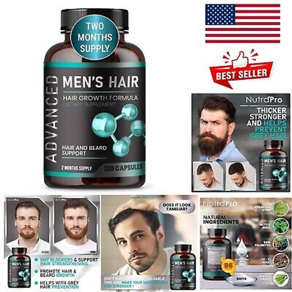 Men's Hair Growth Vitamins with Biotin & Saw Palmetto – 120 Anti-Hair Loss Caps