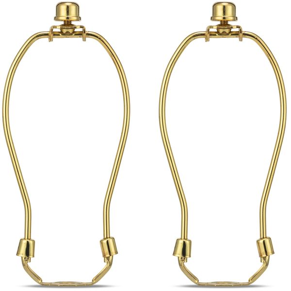 Lamp Harp 6 Inch, 2 Set Detachable Lamp Shade Harp for Table and Floor Lamps, Heavy Duty Lamp Brackets with 3/8 Standard Saddle and Lamp Finial (Polished Brass)