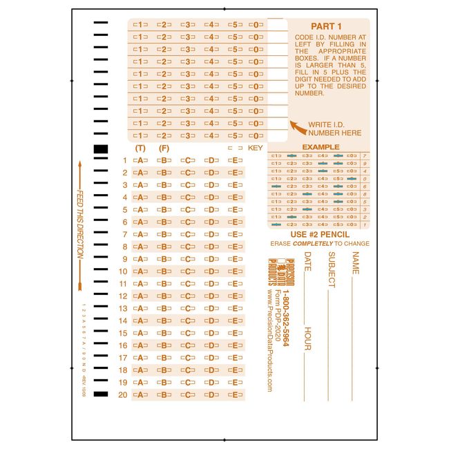 2020-C Compatible Testing Sheets, PDP-12020, (100/pkg)