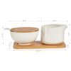 Ceramic Serving Set with Spoon and Wooden Tray