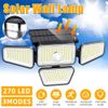 270LED Solar Power PIR Motion Sensor Light Outdoor Security Garden Waterproof