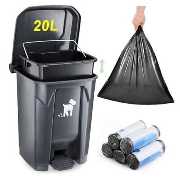 Dog Poop Trash Can Outside, 20L Pet Waste Container with Removable Inner Waste