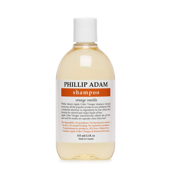 Phillip Adam Orange Vanilla Shampoo for Shiny Hair - Enriched with Apple Cider Vinegar - Sulfate Free - 12 Ounce