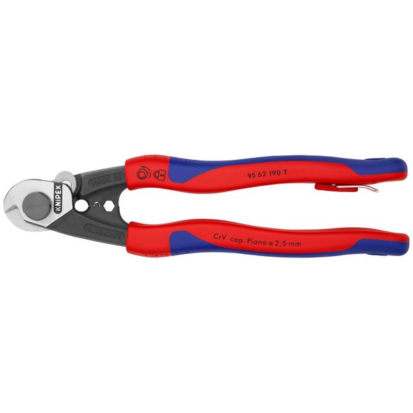 KNIPEX - 95 62 190 T BKA Tools - Wire Rope Cutters, Multi-Component, Tethered Attachment (9562190TBKA)
