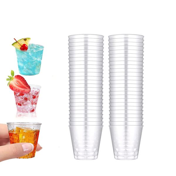 DuDuZui 50 Pack Shot Cups Plastic, 50ml-1.7oz Hard Thicked Plastic Shot Glasses, Clear Reusable Shot Glasses Great for Party, Picnic, BBQ, Wedding, Festival