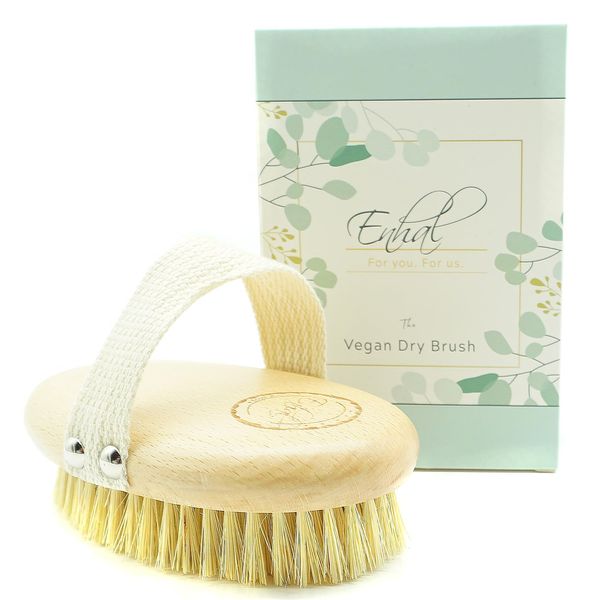 Enhal® Premium Körperbürste Vegan | gegen Cellulite | Profi Trockenbürste | mittlere Stärke | Naturborsten | Buchenholz | Lymphdrainage | Massagebürste | für makellose Haut | Body Dry Brush