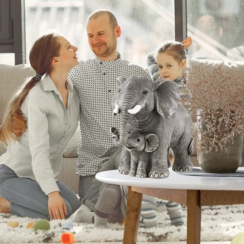 Ylncicn Elephant Statue - Elephant Decor - Mom Gifts - Elephant Gifts for Women - Home Decor Office Bookshelf TV Stand Living Room, Decoration for Shelf Table Decor -Large Grey