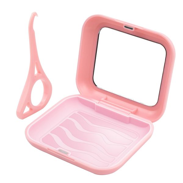 Retainer Case Invisalign Case Pink Orthodontic Box Retainer Case with Mirror and Aligner Removal Tool Used for Invisalign Aligners and Mouth Guards