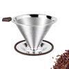 Pour Over Coffee Dripper,Stainless Steel Coffee Filter, Pour Over Maker Double Micro Mesh, Reusable Coffee Strainer (Silver)