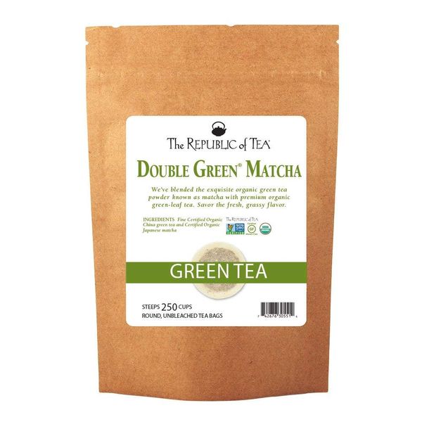 The Republic of Tea Double Green Matcha, 250 Tea Bags, Gourmet Blend of Organic Green Tea And Matcha Powder