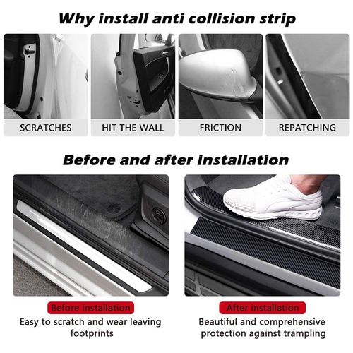 CloudBuyer Universal Car Door Edge Protector, Carbon Fiber 5D Gloss Black Vinyl Wrap Film with Anti-Collision Protection for Most Vehicles (33Ft x 2In, Black)
