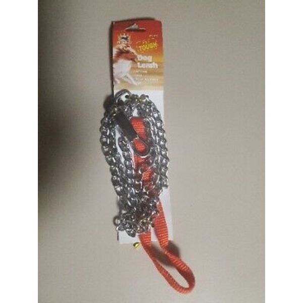 NWT Pet King Pet Tough 48" Steel Chain Dog Leash with Red Nylon Handle 🔥