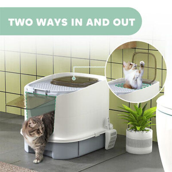 Cat Litter Box Enclosure Furniture Stylish Indoor Pet House with Storage Space