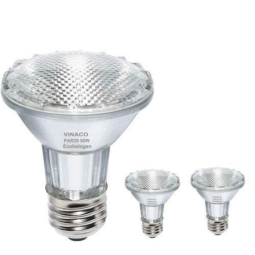 Vinaco Par20 Bulb 50 Watt 2 Pack, High Output Halogen 50W Floodlight, Warm White 3000K Dimmable E26, Long Lasting for Track and Recessed Lighting