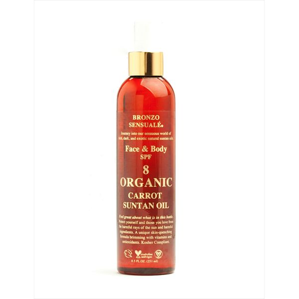 Bronzo Sensuale SPF 8 Sunscreen Deep Golden Tanning Organic Carrot Oil 8.5 Ounces