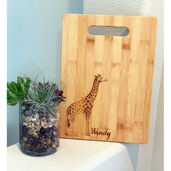 Giraffe Large Eco Friendly Natural Bamboo Board Can Be Personalized with A Name