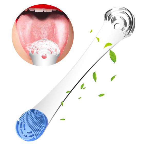 Tongue Scraper for Adults & Kids, Get Rid of White Tongue & Bad Breath Treament, Professional Tongue Brush Tongue Cleaner, Dentist Recommendation