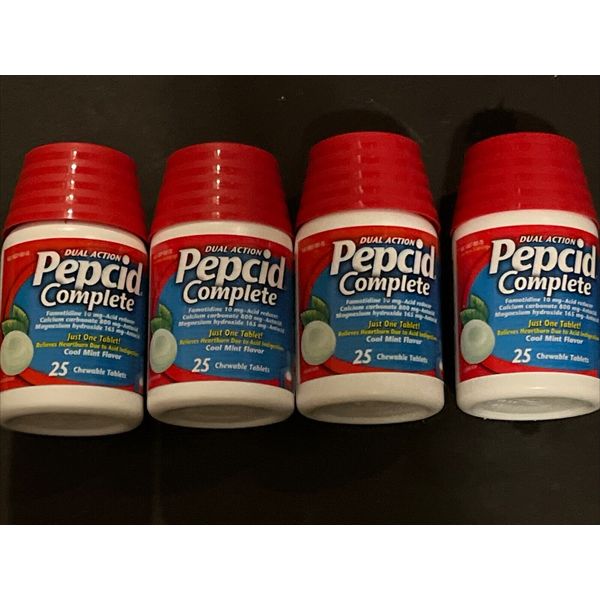 Pepcid Complete Tablets Cool Mint Flavor 25ct 4 Bottles Exp 26/27 Fast🚢 New